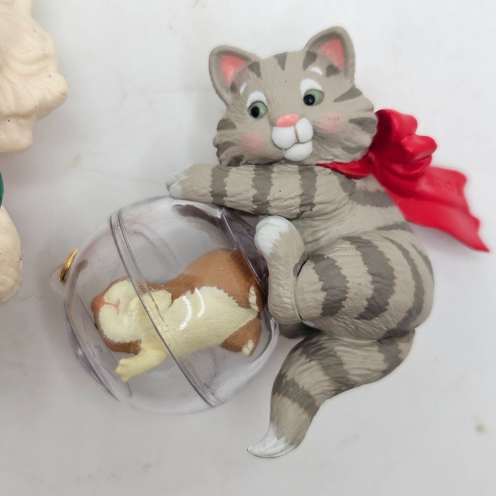 Vintage Cat‎ Christmas Ornament Lot Special Friend Kitten Hamster - Picture 2 of 7